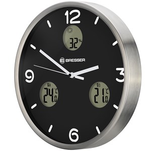 Bresser mytime io nx horloge murale radio pilotée avec mesure de temperature et