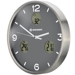 Bresser mytime io nx horloge murale radio pilotée avec mesure de temperature et