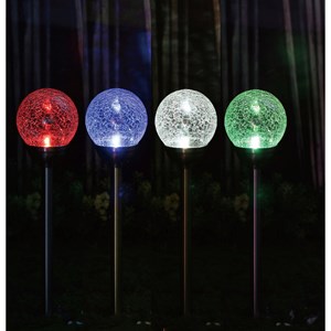 Lanterne solaire en verre et inox h56cm