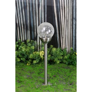 Lanterne solaire en verre et inox h56cm