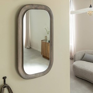 Miroir ovale en bois manguier