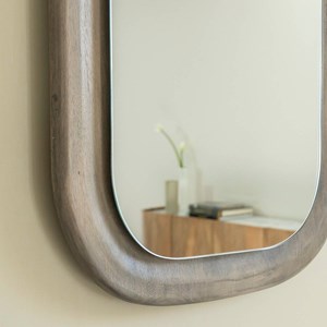Miroir ovale en bois manguier
