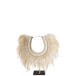 Collier bois blanc h.47cm