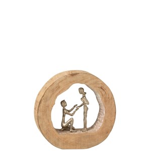Couple bois naturel h.27cm
