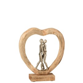Couple bois naturel h.35cm