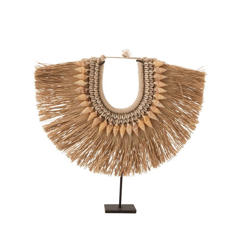 Collier pvc et synthetique beige h.36cm