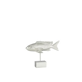 Poisson résine argent h.25.5cm