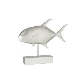 Poisson résine argent h.43.5cm