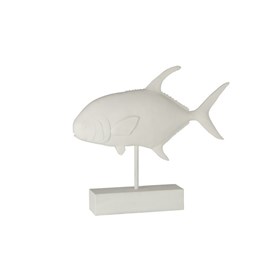 Poisson résine blanc h.43.5cm