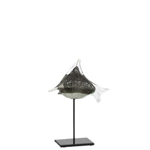 Poisson verre gris&nbsp;greige h.30cm