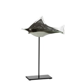 Poisson verre gris h.40cm