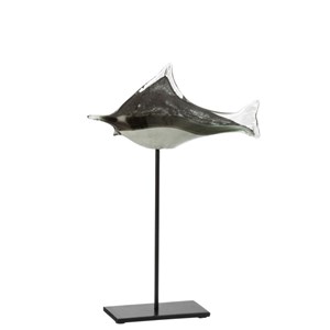 Poisson verre gris&nbsp;greige h.40cm