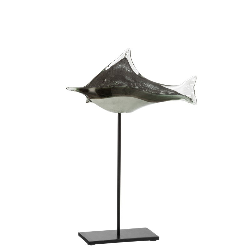 Poisson verre gris h.40cm