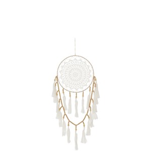 Attrape-rêves coton&nbsp;lin&nbsp;polyester blanc