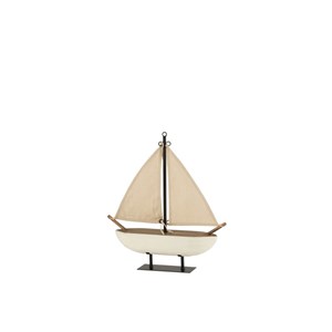 Voilier bois marron - blanc h.44.5cm