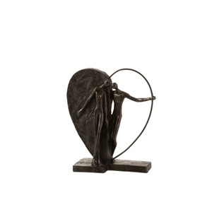 Couple résine marron h.31.5cm