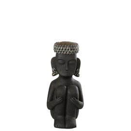 Statuette pierre noir h.34cm