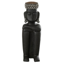 Statuette pierre noir h.49cm