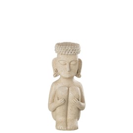 Statuette pierre beige h.34cm