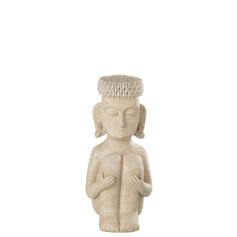 Statuette pierre beige h.34cm