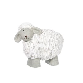 Mouton coton&nbsp;lin&nbsp;polyester blanc h.37cm