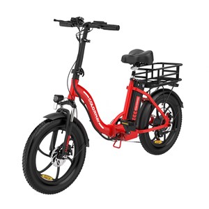 Vélo électrique pliable rouge + panier