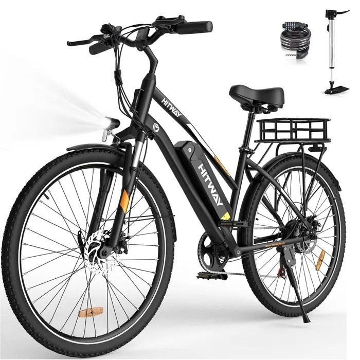 Hitway vélo électrique 28pc noir avec panier