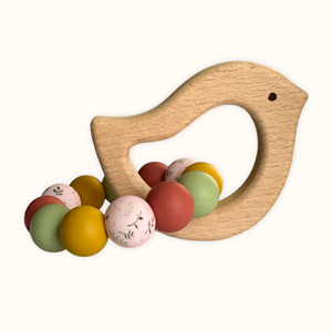 Hochet bois et silicone oiseau