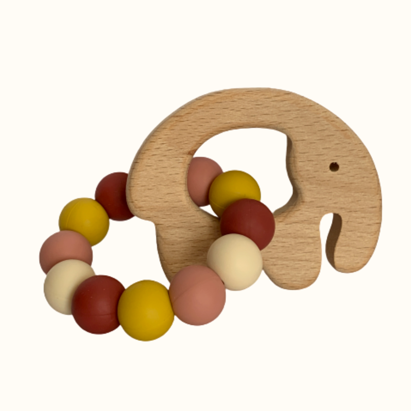Hochet bois et silicone eléphant