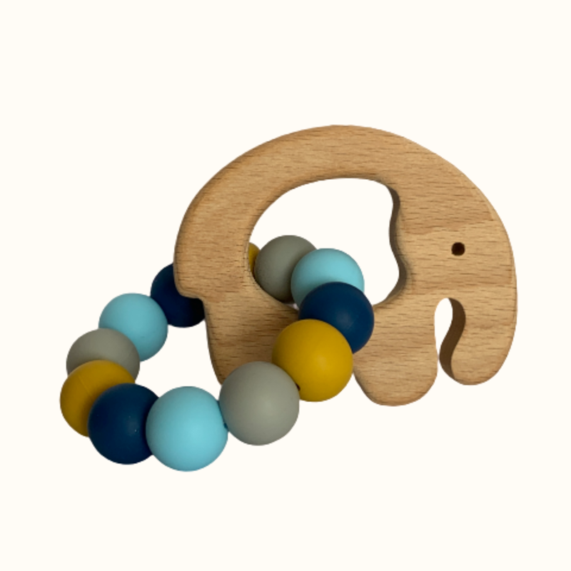 Hochet bois et silicone eléphant
