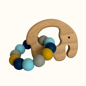 Hochet bois et silicone eléphant