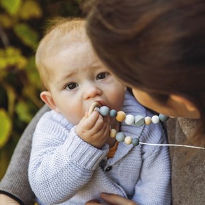 Collier d'allaitement- grey & wood ring