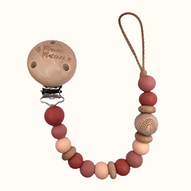 Attache tétine - arc en ciel rose