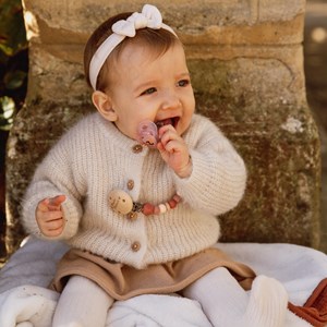 Attache tétine - arc en ciel rose