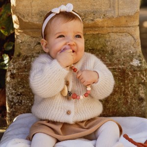 Attache tétine - arc en ciel rose