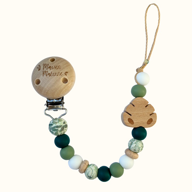 Attache tétine - feuille monstera