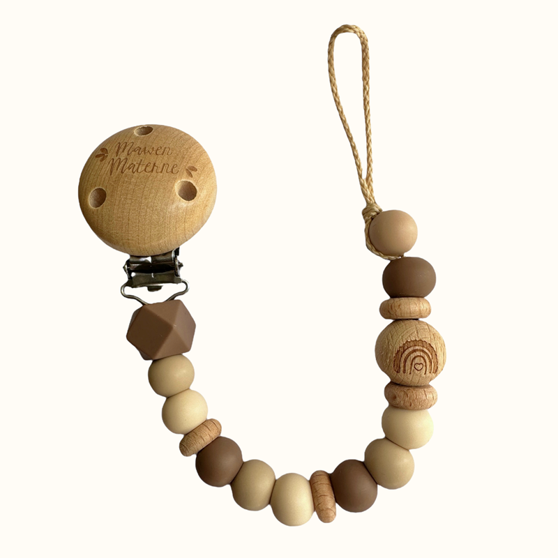 Attache tétine - arc en cœur