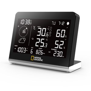 National geographic station météo radio sc avec capteur extérieur 8-en-1 et chan