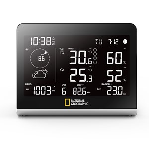 National geographic station météo radio sc avec capteur extérieur 8-en-1 et chan