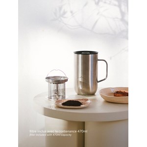 Qwetch mug isotherme inox 470ml Argenté