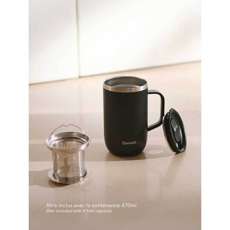 Qwetch mug isotherme inox noir - 470ml