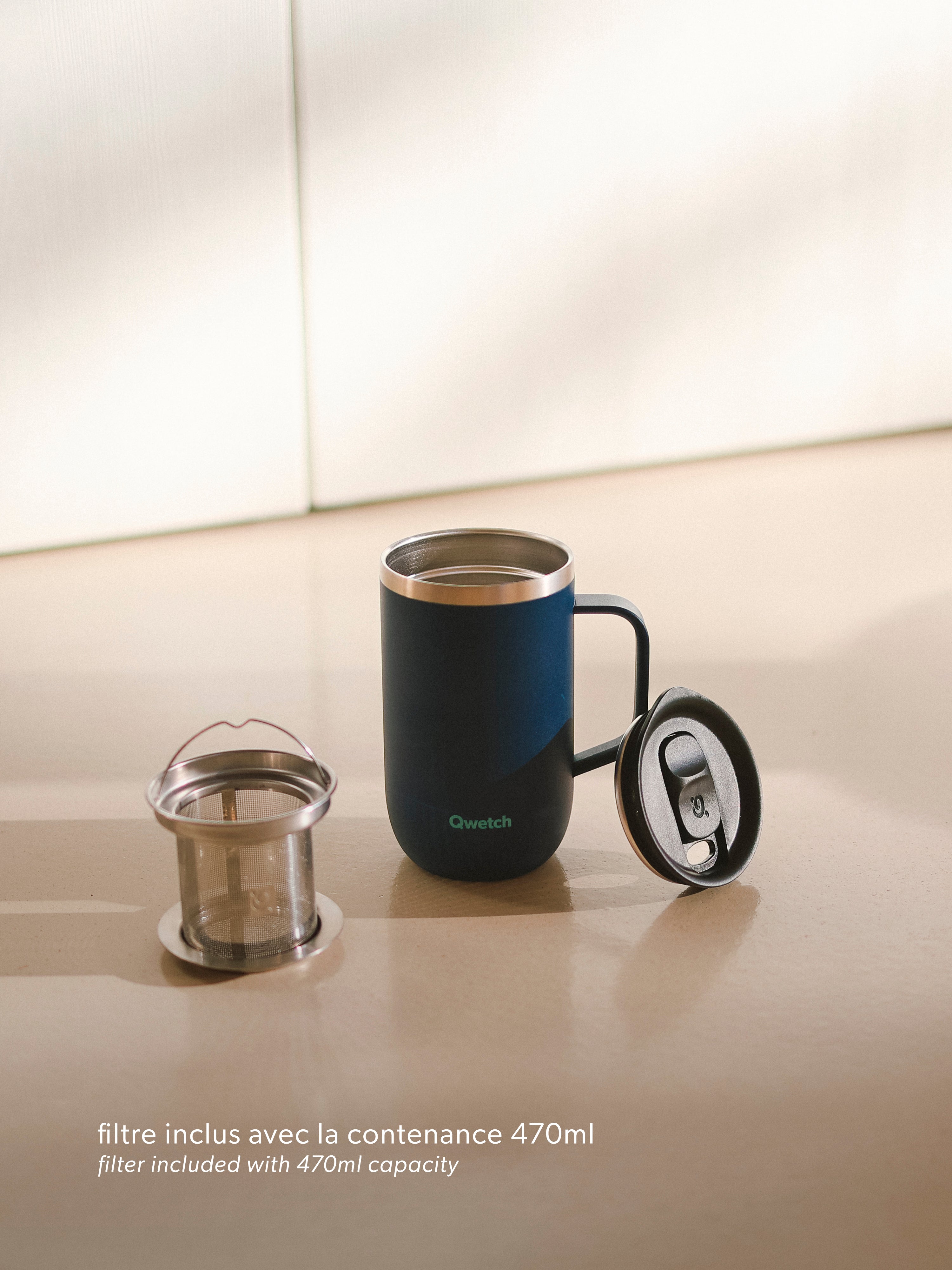 QWETCH Travel Mug INOX 470 ML Bouteille Isotherme Mixte - Garde Chaud 6h Et Froid 12h