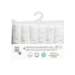 Lot de 6 langes blanc