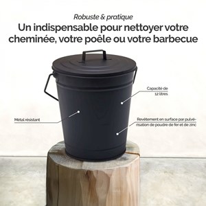 Seau à cendres 12l avec couvercle -