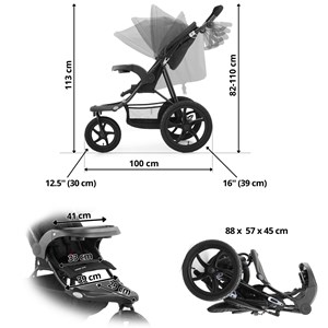 Poussette bébé 3 roues pliable 15 kg max