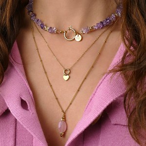 Collier tiamo - lila doré