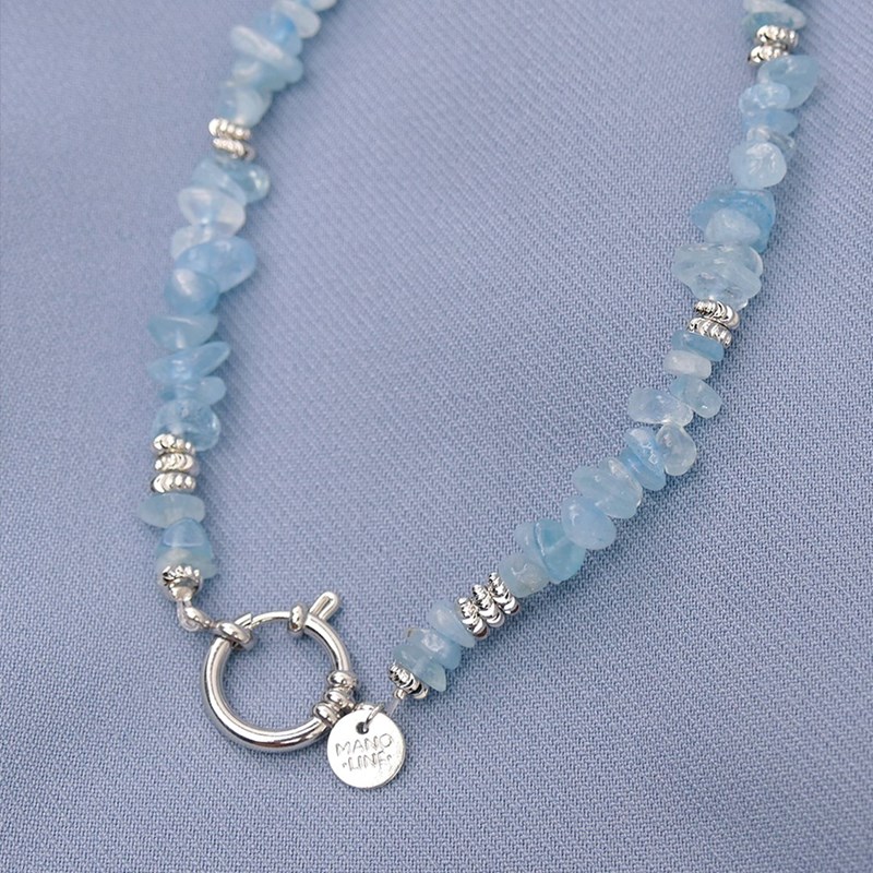 Manoline - Collier tiamo - bleu ciel argenté