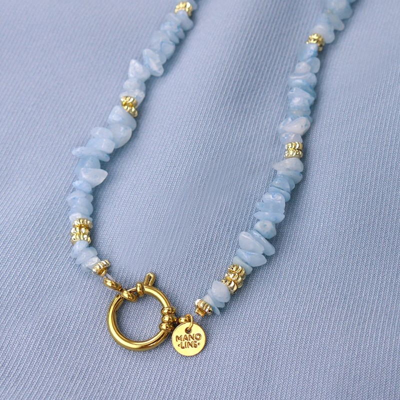 Collier tiamo - bleu ciel doré