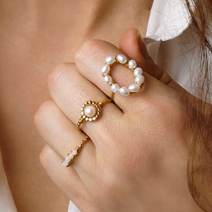 Bague milan - blanche dorée