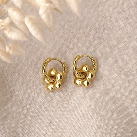 Boucles d'oreilles camélia dorées